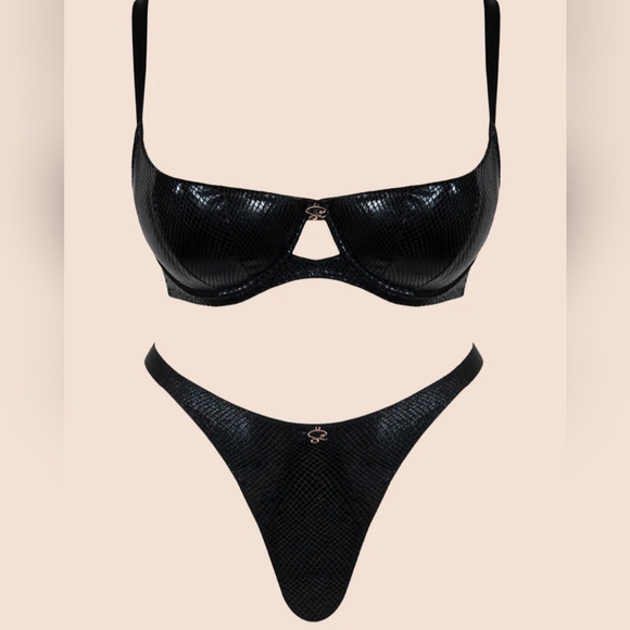 NEW Scantilly By Curvy Kate Serpent Demi Bra & Thong Matching Set 38G / XL - Picture 2 of 12